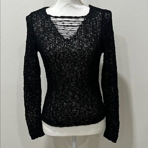 Eileen Fisher Black Knit Long Sleeve Top Size Small